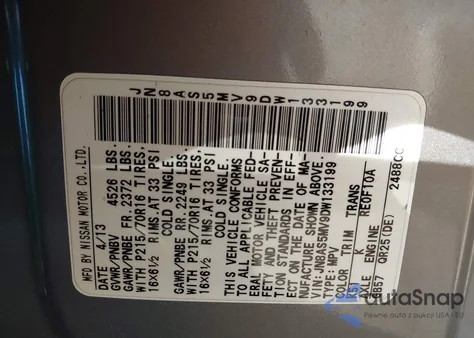 2013 Nissan Rogue S z USA, uszkodzony, nr VIN JN8AS5MV9DW133199